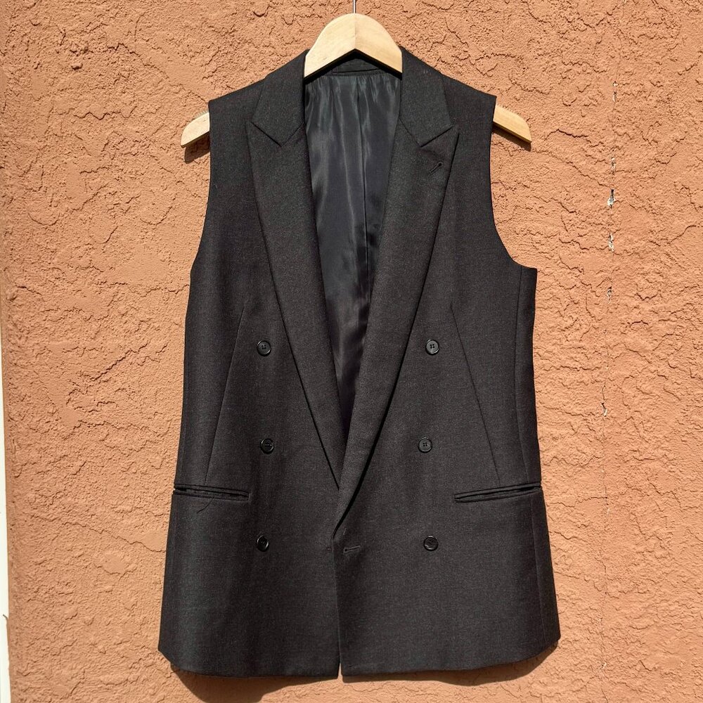 All Saints Mason Sleeveless Blazer Vest 100% Wool - Grey